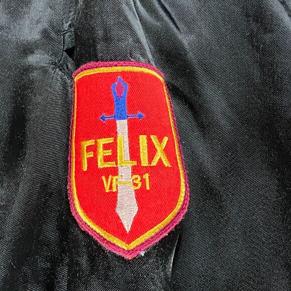Felix the Cat US NAVY VF-31 Bomber Jacket Men's Medium Black Military Casual - Picture 9 of 13